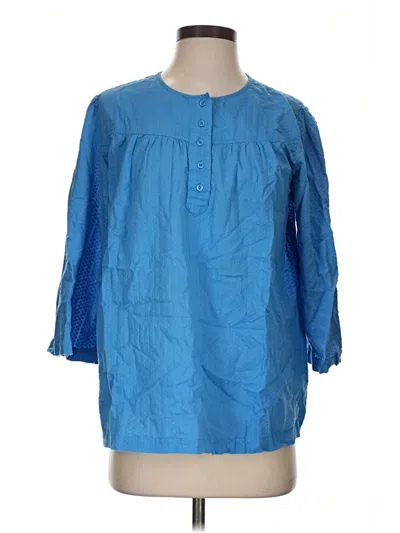 Pre-owned Logo By Lori Goldstein 3/4 Sleeve Blouse In Blue