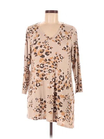Pre-owned Logo By Lori Goldstein 3/4 Sleeve Blouse In Brown