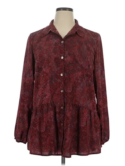Pre-owned Logo By Lori Goldstein 3/4 Sleeve Blouse In Burgundy