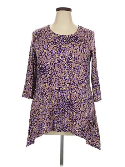 Pre-owned Logo By Lori Goldstein 3/4 Sleeve Blouse In Purple