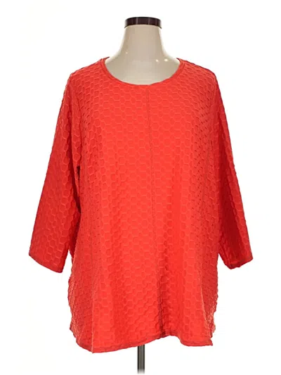 Pre-owned Logo By Lori Goldstein 3/4 Sleeve Blouse In Red