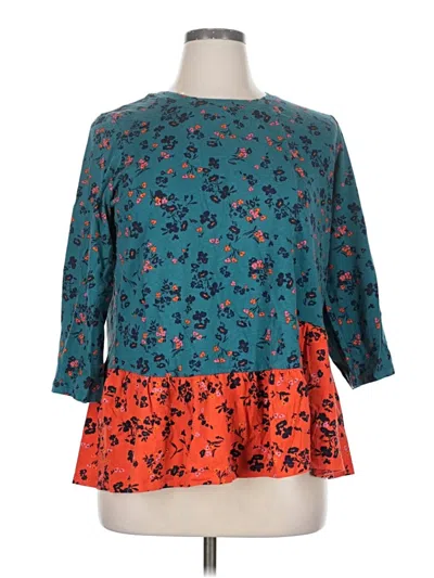 Pre-owned Logo By Lori Goldstein 3/4 Sleeve T-shirt In Blue