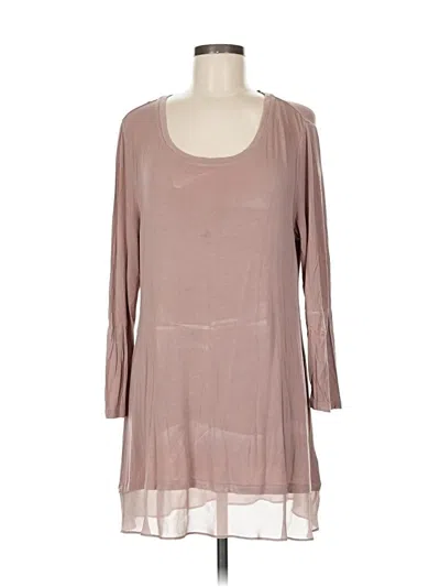 Pre-owned Logo By Lori Goldstein 3/4 Sleeve T-shirt In Brown