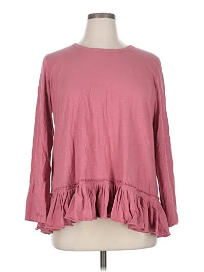 Pre-owned Logo By Lori Goldstein 3/4 Sleeve T-shirt In Pink