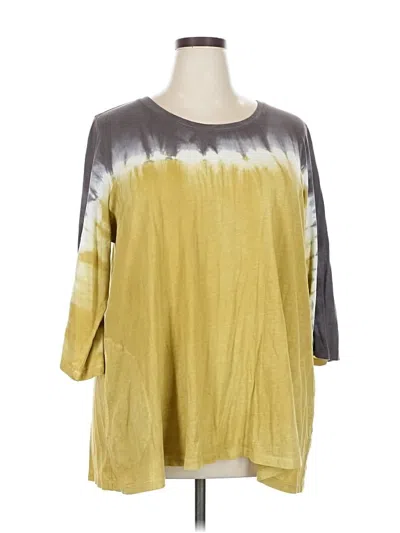 Pre-owned Logo By Lori Goldstein 3/4 Sleeve T-shirt In Yellow