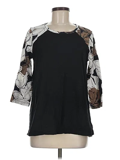 Pre-owned Logo By Lori Goldstein 3/4 Sleeve Top Black Crew Neck Tops