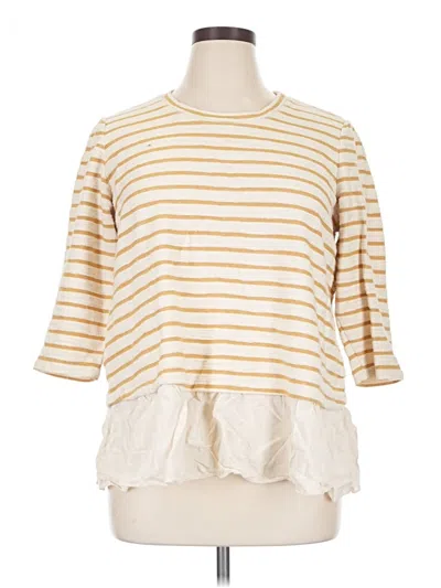 Pre-owned Logo By Lori Goldstein 3/4 Sleeve Top Gold Mock Neckline Tops