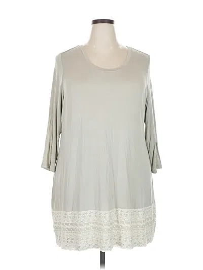 Pre-owned Logo By Lori Goldstein 3/4 Sleeve Top Gray Boatneck Tops