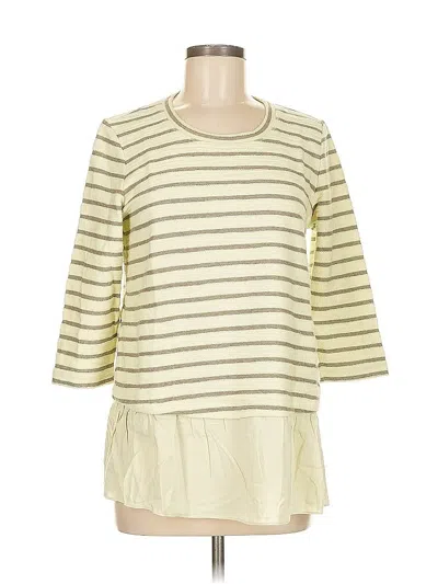 Pre-owned Logo By Lori Goldstein 3/4 Sleeve Top Ivory Boatneck Tops In White