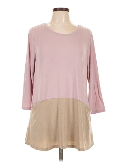 Pre-owned Logo By Lori Goldstein 3/4 Sleeve Top Pink Boatneck Tops