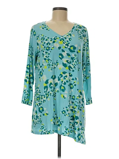 Pre-owned Logo By Lori Goldstein 3/4 Sleeve T-shirt In Blue