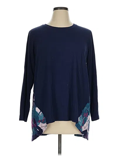 Pre-owned Logo By Lori Goldstein 3/4 Sleeve T-shirt In Blue