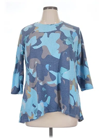 Pre-owned Logo By Lori Goldstein 3/4 Sleeve T-shirt In Blue