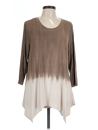 Pre-owned Logo By Lori Goldstein 3/4 Sleeve T-shirt In Brown