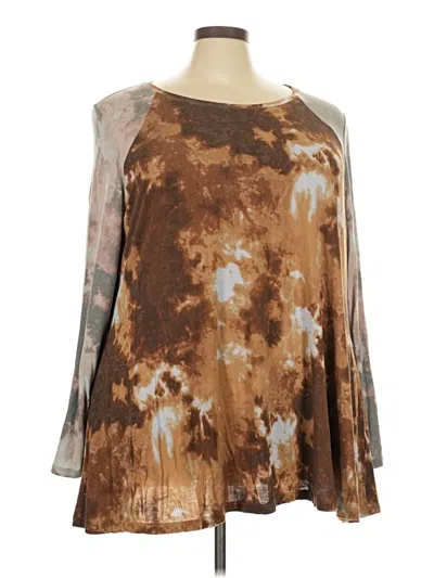 Pre-owned Logo By Lori Goldstein 3/4 Sleeve T-shirt In Brown