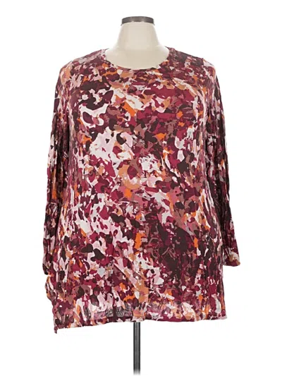 Pre-owned Logo By Lori Goldstein 3/4 Sleeve T-shirt In Burgundy