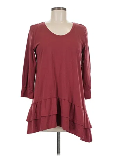 Pre-owned Logo By Lori Goldstein 3/4 Sleeve T-shirt In Burgundy