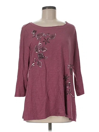 Pre-owned Logo By Lori Goldstein 3/4 Sleeve T-shirt In Burgundy