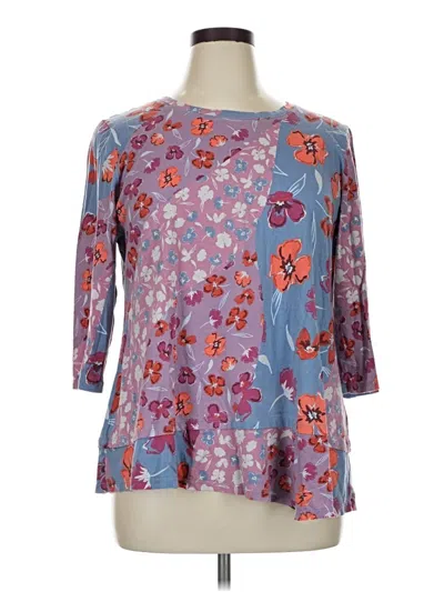 Pre-owned Logo By Lori Goldstein 3/4 Sleeve T-shirt In Purple