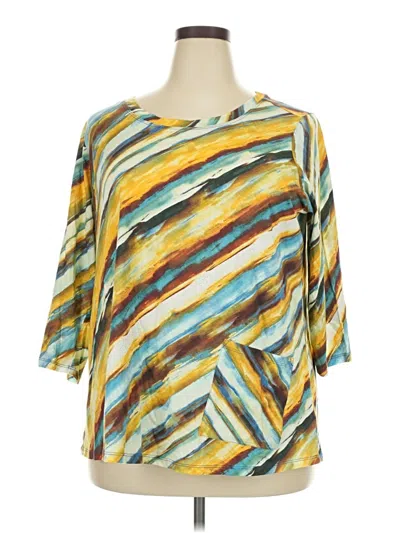 Pre-owned Logo By Lori Goldstein 3/4 Sleeve T-shirt In Yellow