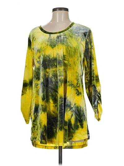 Pre-owned Logo By Lori Goldstein 3/4 Sleeve T-shirt In Yellow