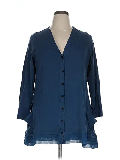 Pre-owned Logo By Lori Goldstein Cardigan Sweater In Blue