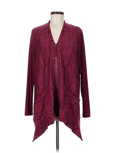 Pre-owned Logo By Lori Goldstein Cardigan Sweater In Burgundy