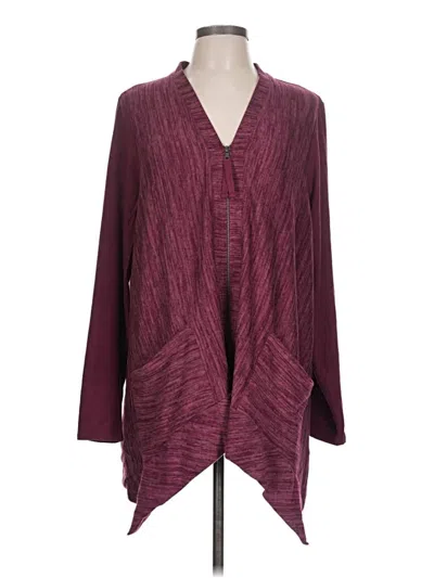 Pre-owned Logo By Lori Goldstein Cardigan Sweater In Burgundy