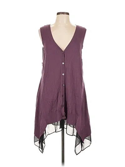 Pre-owned Logo By Lori Goldstein Cardigan Sweater In Purple