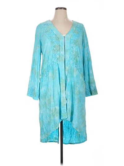Pre-owned Logo By Lori Goldstein Cardigan Sweater In Teal