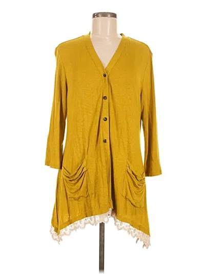 Pre-owned Logo By Lori Goldstein Cardigan Sweater In Yellow