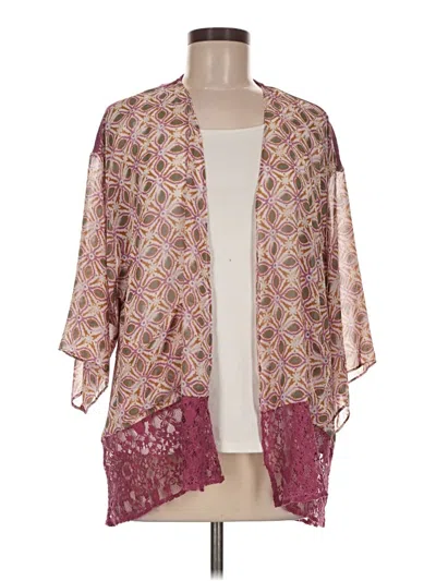 Pre-owned Logo By Lori Goldstein Kimono In Burgundy