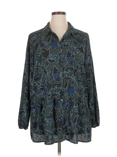 Pre-owned Logo By Lori Goldstein Long Sleeve Blouse In Blue