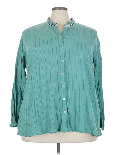 Pre-owned Logo By Lori Goldstein Long Sleeve Blouse In Blue