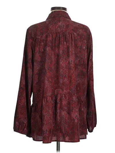 Pre-owned Logo By Lori Goldstein Long Sleeve Blouse In Burgundy