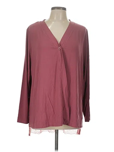 Pre-owned Logo By Lori Goldstein Long Sleeve Blouse In Burgundy