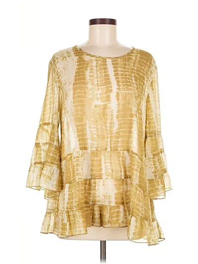 Pre-owned Logo By Lori Goldstein Long Sleeve Blouse In Gold