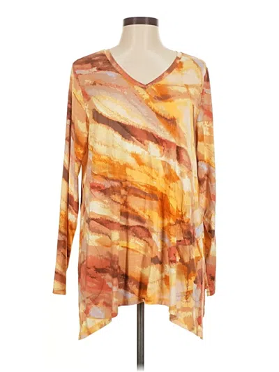 Pre-owned Logo By Lori Goldstein Long Sleeve Blouse In Orange