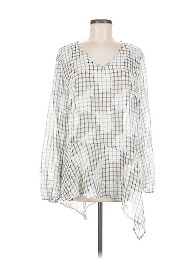 Pre-owned Logo By Lori Goldstein Long Sleeve Blouse In Silver