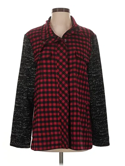 Pre-owned Logo By Lori Goldstein Long Sleeve Button Down Shirt In Red
