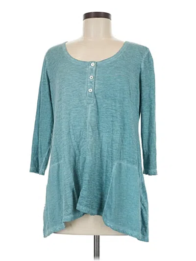 Pre-owned Logo By Lori Goldstein Long Sleeve Henley Shirt In Blue