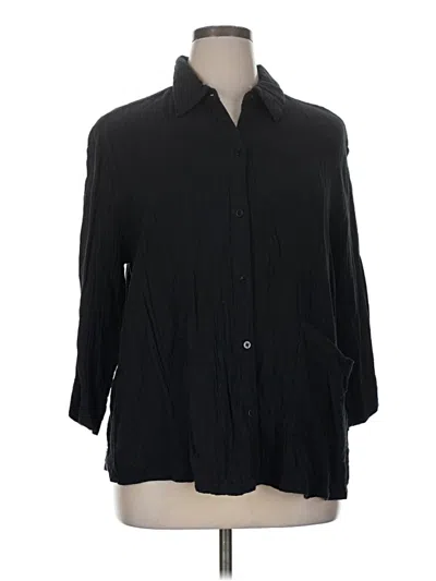 Pre-owned Logo By Lori Goldstein Long Sleeve Polo Shirt In Black
