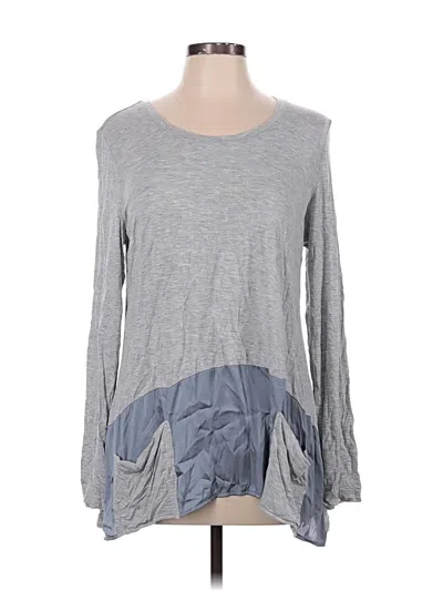 Pre-owned Logo By Lori Goldstein Long Sleeve Top Gray Crew Neck Tops