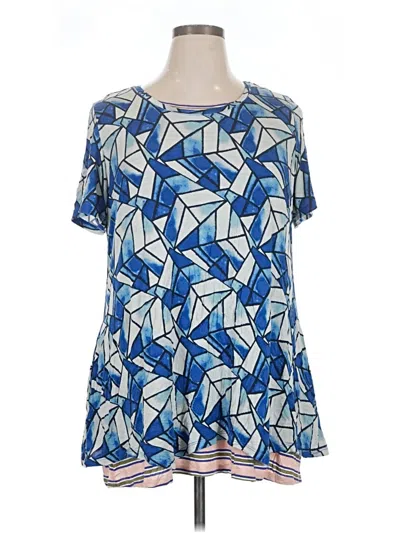 Pre-owned Logo By Lori Goldstein Short Sleeve Blouse In Blue