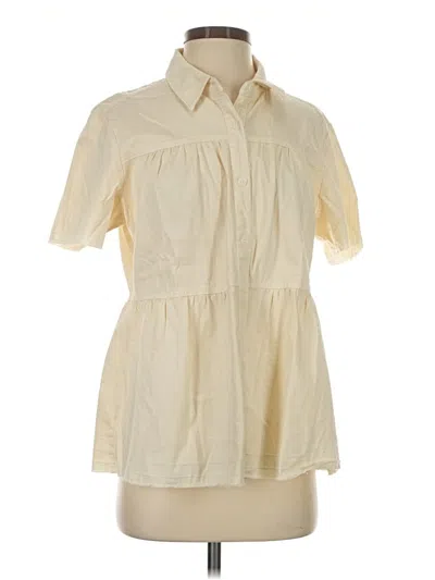 Pre-owned Logo By Lori Goldstein Short Sleeve Blouse In Ivory