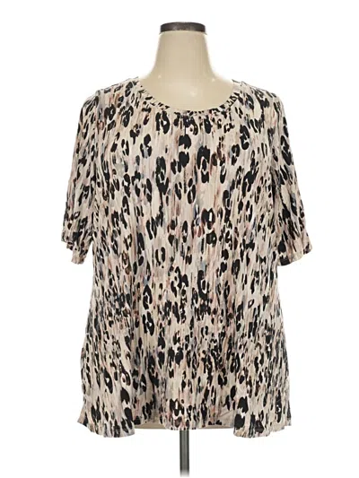 Pre-owned Logo By Lori Goldstein Short Sleeve Blouse In Tan