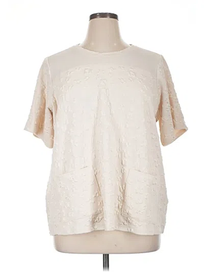 Pre-owned Logo By Lori Goldstein Short Sleeve Blouse In White