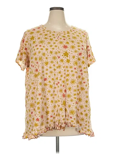 Pre-owned Logo By Lori Goldstein Short Sleeve Blouse In Yellow
