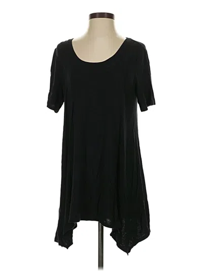 Pre-owned Logo By Lori Goldstein Short Sleeve Top Black Scoop Neck Tops