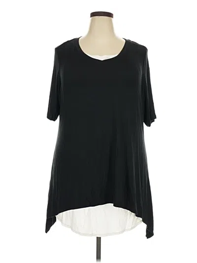 Pre-owned Logo By Lori Goldstein Short Sleeve Top Black Scoop Neck Tops